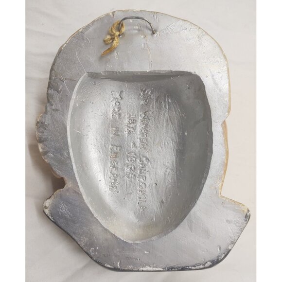 Vintage Winston Churchill Chalkware Wall Plaque Bust Hand Painted - Picture 5 of 6